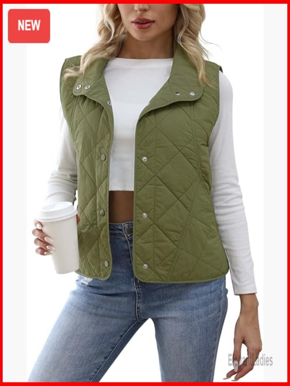 Women's Lightweight Quilted Vest with Pockets Sleeveless Button Down Gilet